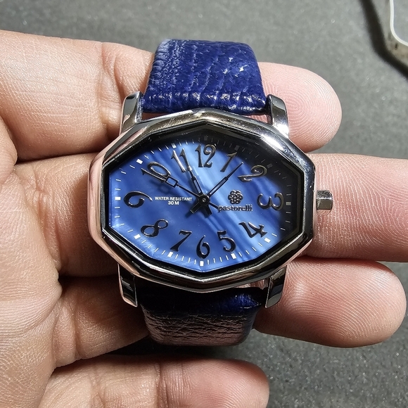 Pastorelli Ladies Quartz Watch Blue Dial Silver Tone Case Blue Strap Working sho - Picture 1 of 9
